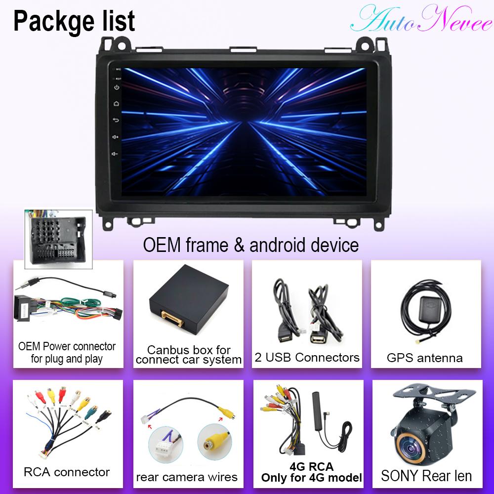 9'' Android 14 для Mercedes Benz B200 Sprinter W906 W639 AB Class W169 W245 мультимедийный плеер авто радио GPS Carplay 4G без DVD