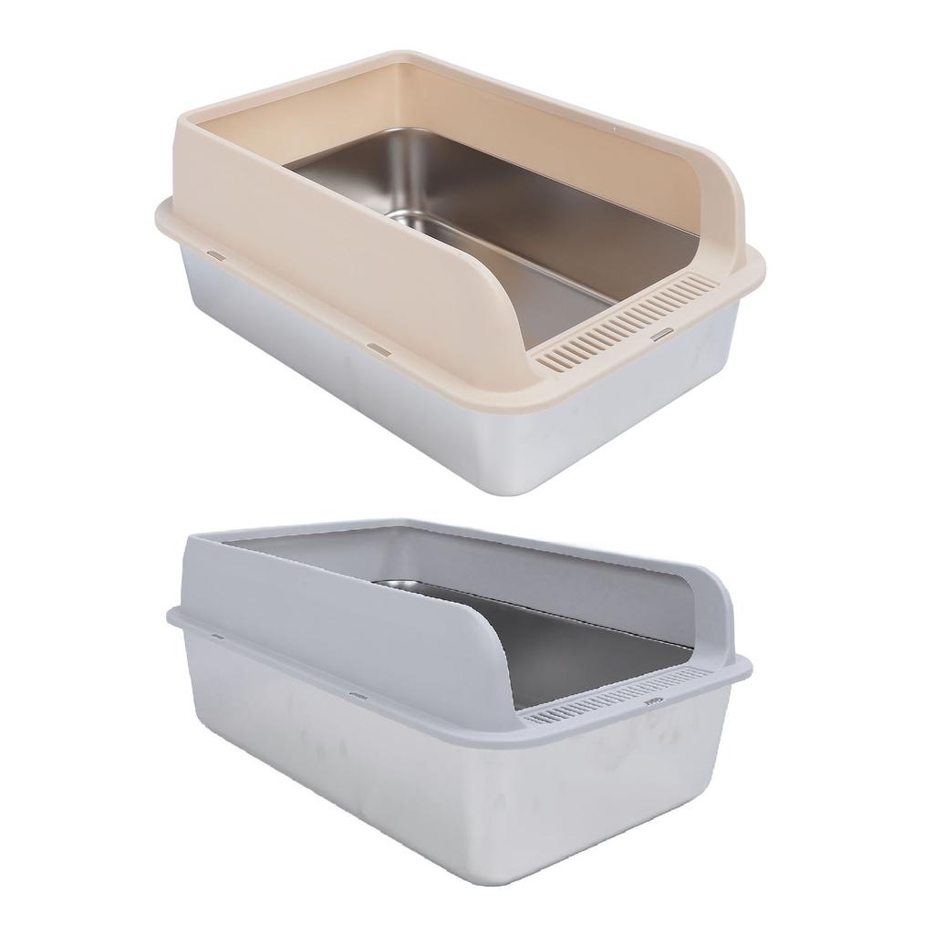 Кошачий туалет из нержавеющей стали, прочный, легко моется, не разбрызгивается, с высокими бортами, металлический лоток для кошачьего туалета