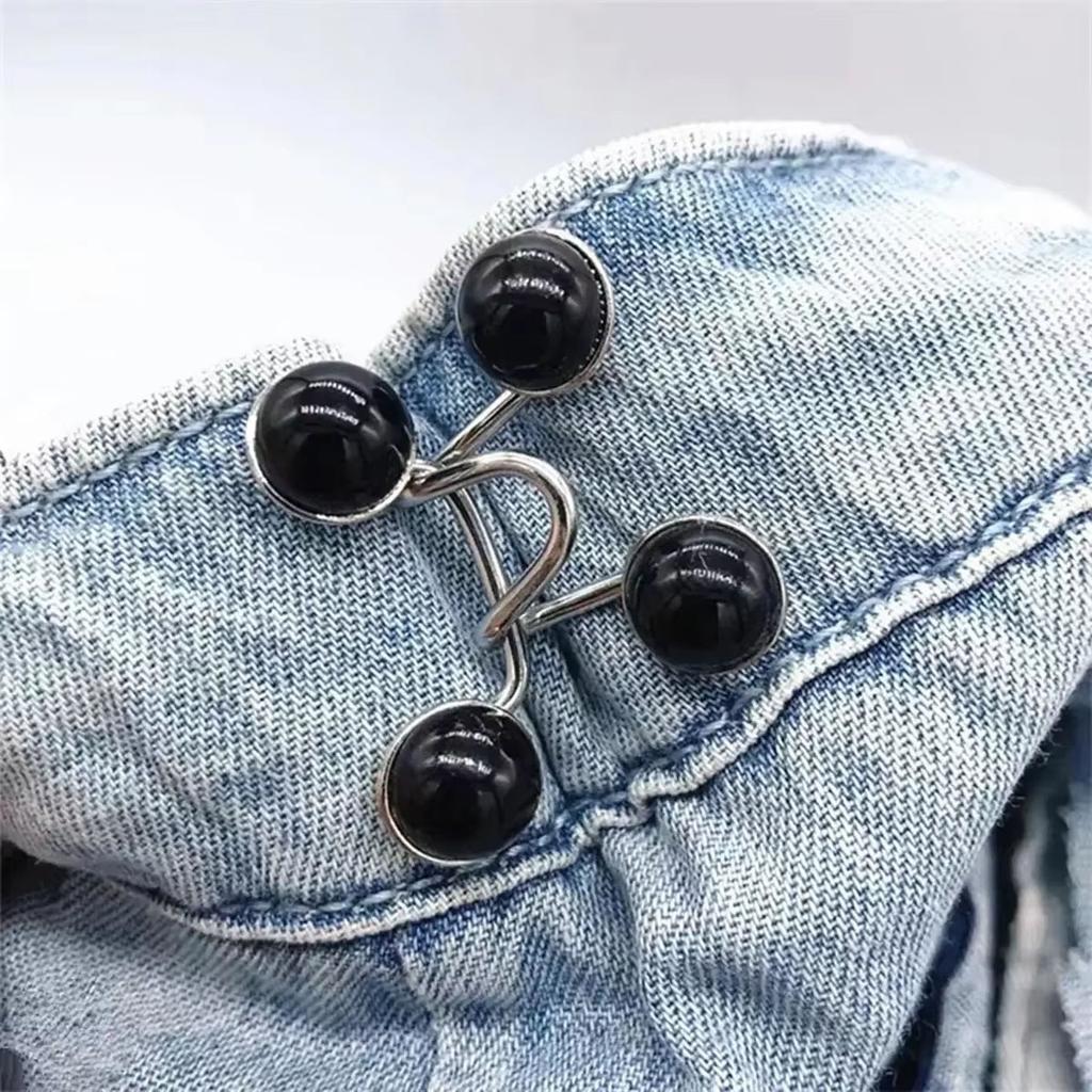 2pcs-Adjustable Waist Buckle Extender No Sewing Pant Clips Waist Tightener Button for Jeans Skirts Sleeves Fit Button Pins Tool