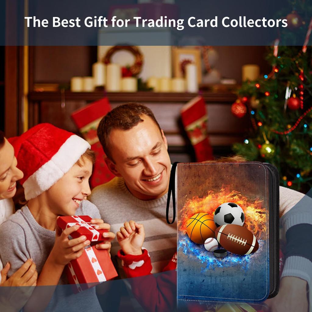 Папка-альбом для спортивных карточек, 900 карманов, 50 съемных листов для коллекционных карточек, папка на молнии, альбом для коллекционера, 3 кольца, бейсбол, футбол
