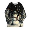 Women's Fashion Casual Long Sleeve Christmas Printed Round Neck Plus Velvet Thickened Sweatshirt