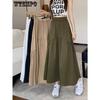 Women's Midi Skirt Summer New Korean Version Fashion Design Sense Pleated Splicing Elastic Waist Long Skirt