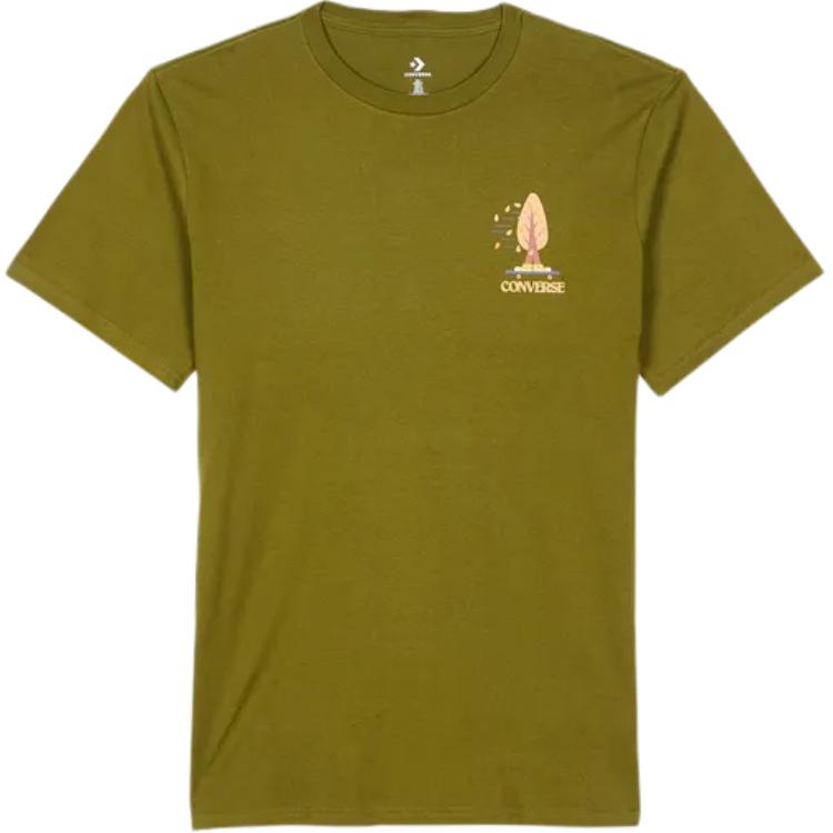 Converse T Shirts Men's Green Crew Neck Moderate Straight Fit 10025623-A03