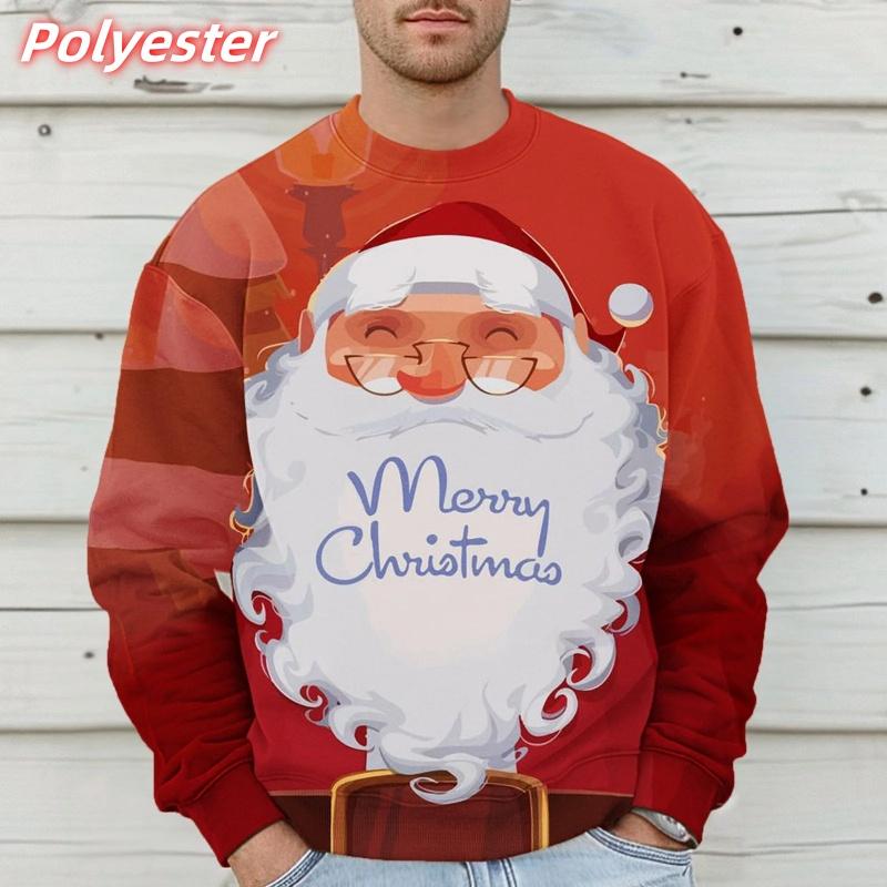 3D Принт Графика Санта Клауса Толстовки с Длинным Рукавом Мода Фестивальная Вечеринка Одежда