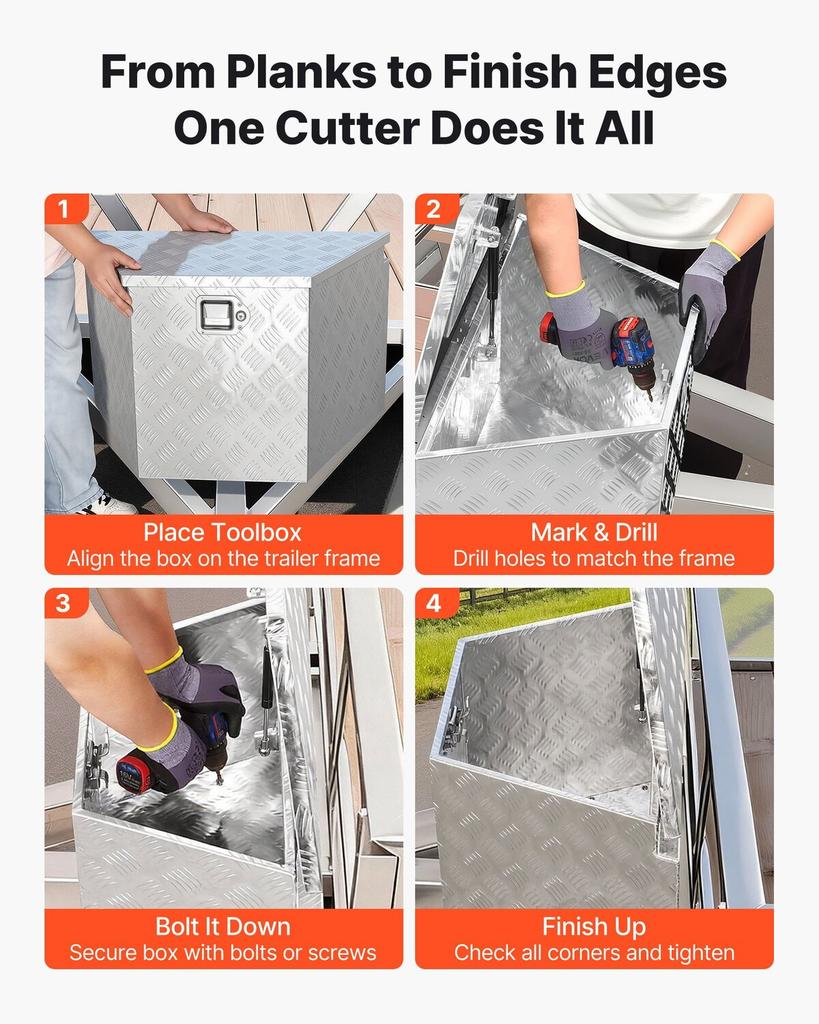 Trailer Tongue Box, 737 x 410 x 457 mm Aluminum Trailer Tongue Tool Box, Heavy Duty Storage Organizer with Lock & Keys, Utility Tool Chest for Pickup