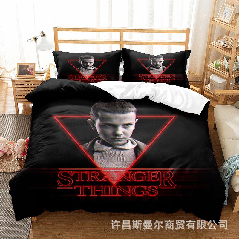 Stranger Things Series Peach Skin Velvet Bed Three-Piece Set Quilt Cover Pillowcase Can Be Made In Pictures