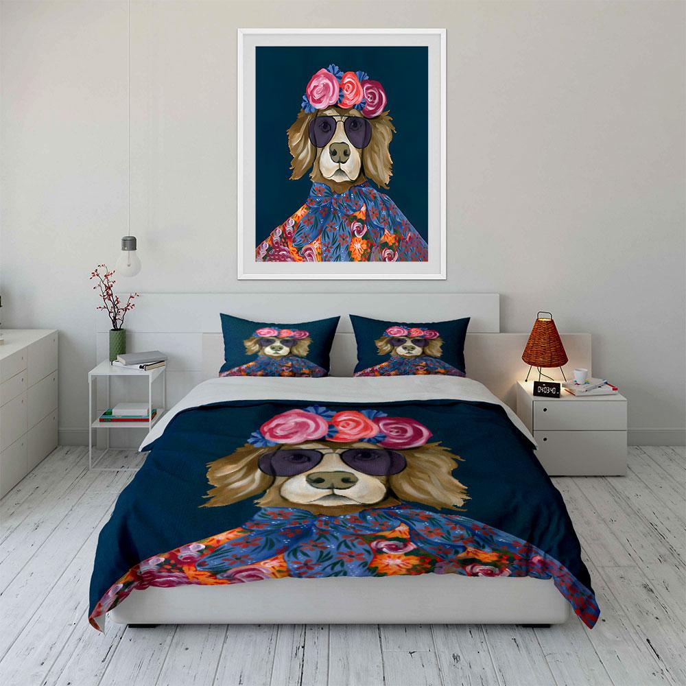 Floral Animal Decor Poster Set Bedding Set with 1 Duvet Cover 2 Pillowcases Single Double King Queen, Gift