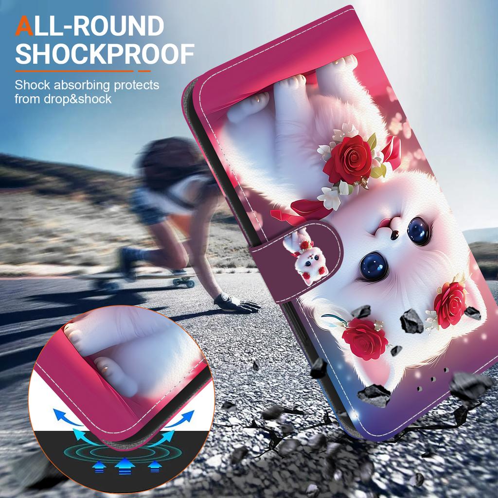 Чехол-книжка из искусственной кожи ручной работы для Samsung Galaxy A25 (SM-A256E/A256B)- Противоскользящий ударопрочный чехол с ремешком на запястье и дизайнами в виде сердец/роз и кошек