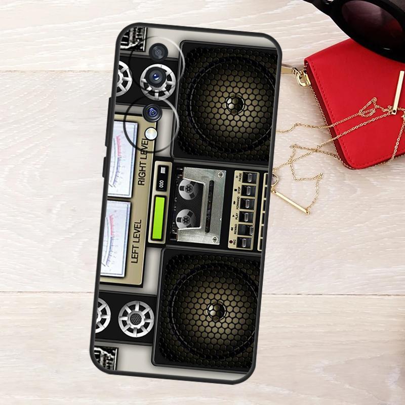 Retro Black Boombox Case For Honor X8a X9a X6a X7a X6 X7 X8 X9 X8b X9b Honor 90 Lite 70 50 Magic 5 6 Pro Cover
