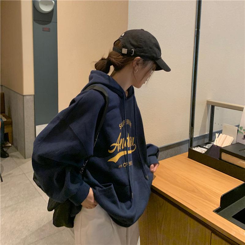 Pique Cotton Oversize Hooded Sweatshirt - Double-Layer Casual Loose Fit