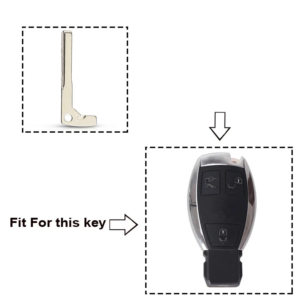 KEYYOU 10PCS For Benz Uncut Key Blanks ert For Mercedes Benz Smart Chrome & Black Remote Car Fob Key Blade Replacement