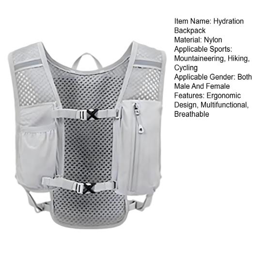 Hydration Backpack Breathable Hiking Vest with Water Bladder Men Women Outdoor Sports Daypack for Trail Running Cycling Mountaineering