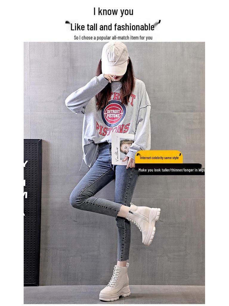 2025 Новые женские ботильоны в британском стиле - Осенняя коллекция, Универсальные ботинки Мартина на толстой подошве с внутренней платформой для стройнящего эффекта