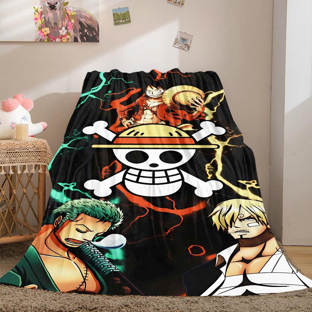 One Piece Anime Luxury Flannel Lightweight Blanket Home Decor Sofa Bed Travel Cover Family Gift LXR169