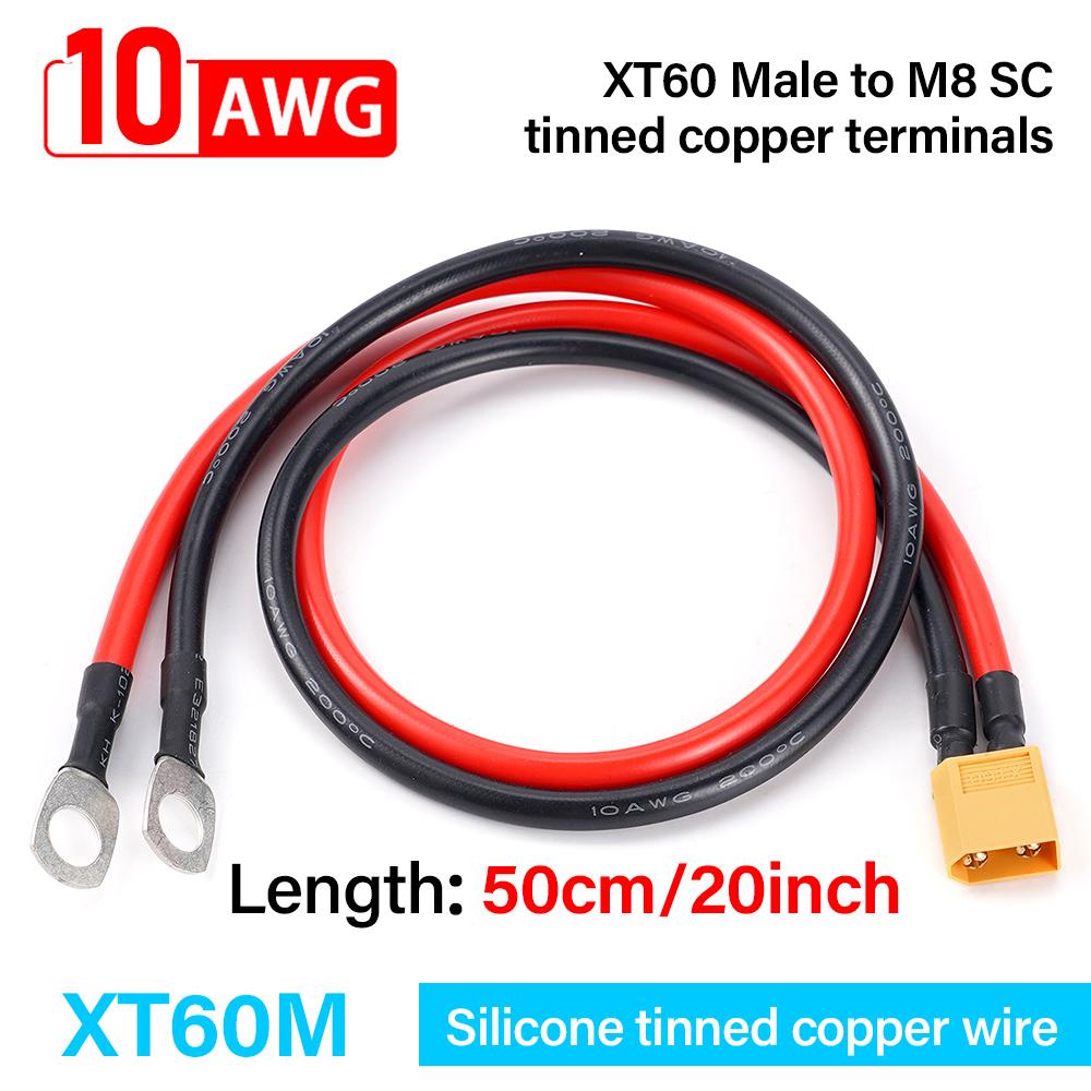 Female/Male XT60 to M8 Ring Eyelet Terminal Plug Connector Cable 50cm 10AWG RC ESC Charger Side Power for for RC Lipo Battery