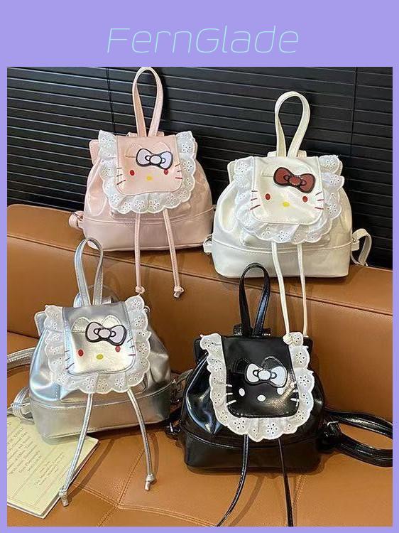 Рюкзак для девочек Hello Kitty с кружевной отделкой и мультяшным рисунком для повседневного использования