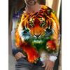 2024 New Tiger Print Pullover Autumn Winter Men's Casual Long Sleeve Round Neck Sweatshirt Streetwear Harajuku Men's Wear