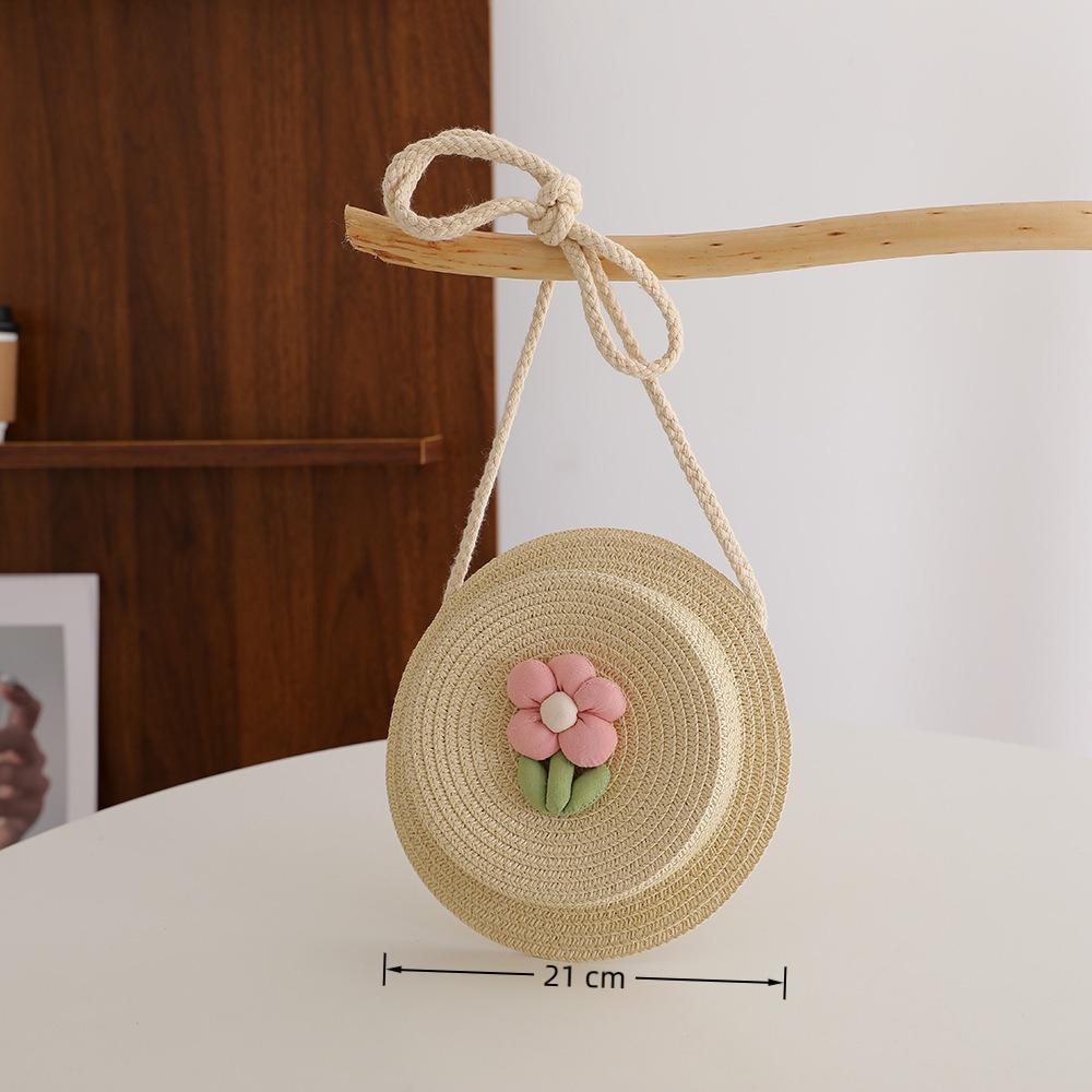 Handmade Woven Crossbody Bag Solid Color Storage Basket New Messenger Bag  Children