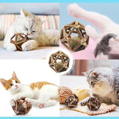 Игрушки с кошачьей мятой Интерактивные игрушки для домашних животных Кошачьи колокольчики Мячи для кошек Спортивная жевательная игрушка-головоломка Мяч с мятой Игрушка для чистки зубов для кошек в помещении
