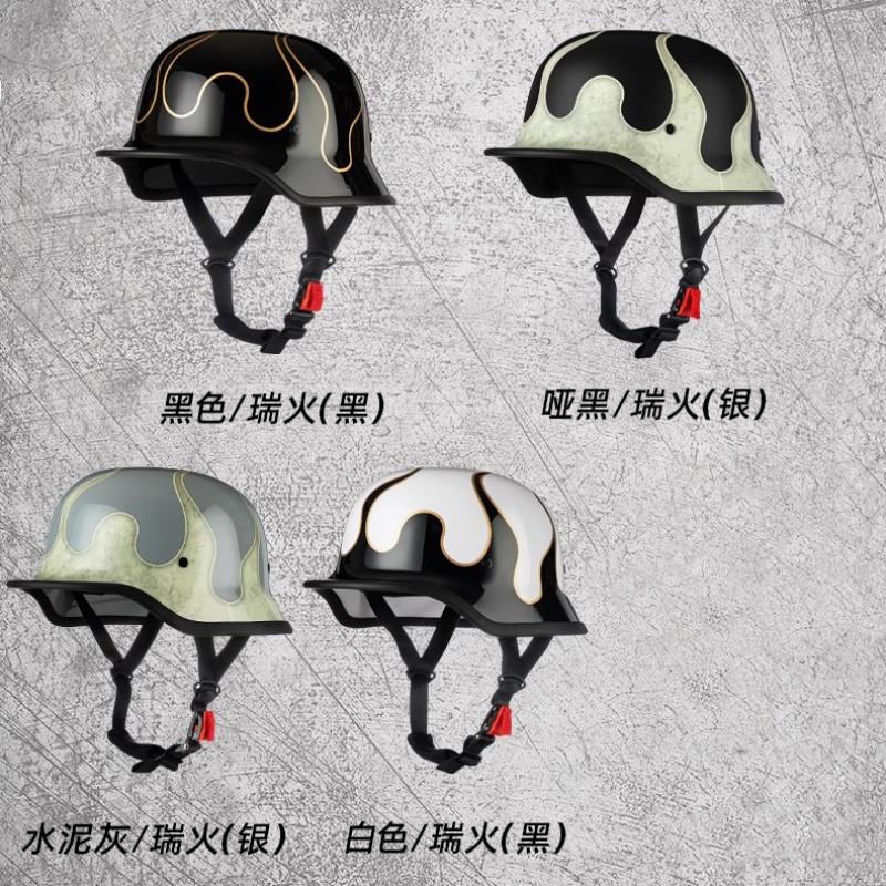 Classic German-Style Half Face Motorcycle Helmet ABS 3C Certified Cruiser Touring Use