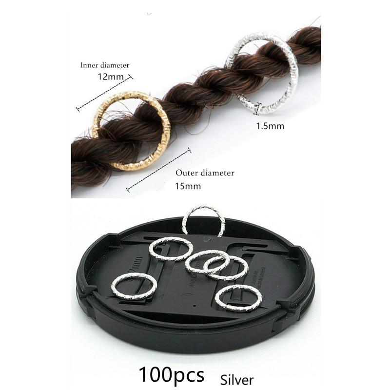 100/200 шт. серебряное золотое кольцо для волос для дредов, плетеные аксессуары для волос в стиле регги, аксессуары для волос в стиле хип-хоп, металлическая регулируемая пружина