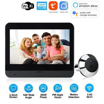 1080P Tuya Smart 2.4G WIFI цифровой дверной глазок 4,3-дюймовый цифровой беспроводной дверной звонок камера дверной глазок безопасности