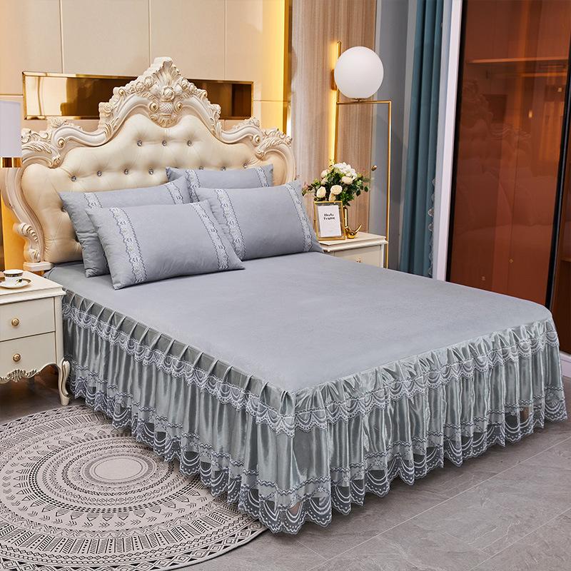 Комплект простыней на резинке с вышивкой и кружевом, 3 шт., Универсальный эластичный нескользящий комплект постельного белья для всех сезонов, Мягкий и удобный комплект простыней, приятный для кожи