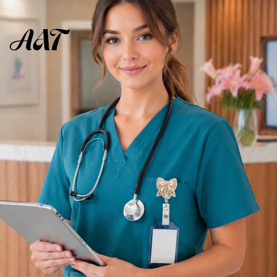 Cute ID Badge Holder Nurse Reel, Funny Retractable Glitter Acrylic Name Tag with Student Clip, Sparkly Card for Teachers Staffs Decorative Reel