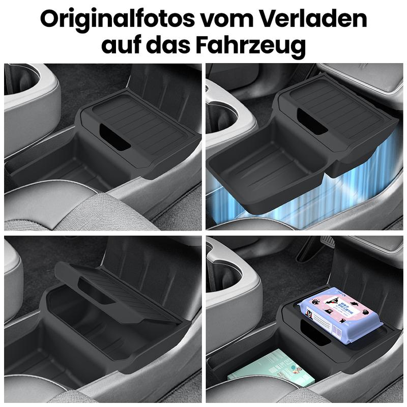 YZ for Tesla Model Y Standard Juniper TPE Under Central Control Storage Box TPE Flip Cover Tissue Box Storage Bin Car Accessorie