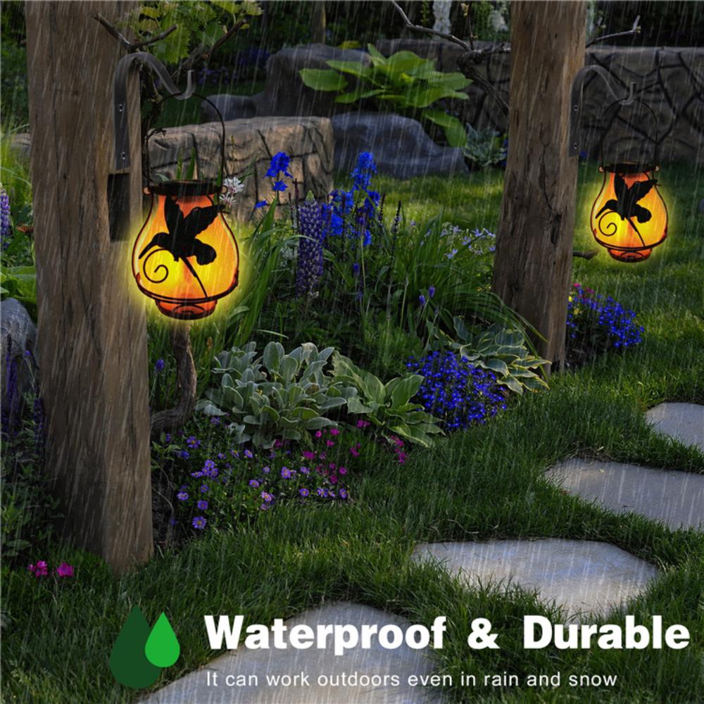 Outdoor Solar Retro Flame Lamp Garden Simulation Outdoor Garden Landscape Villa Waterproof Decorative Hanging Lantern