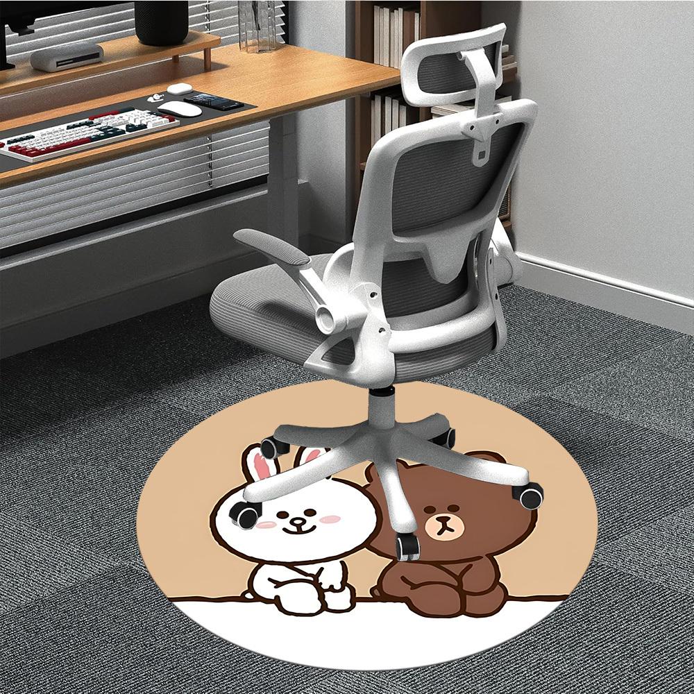 1pc BROWN Bear CONY Office Round Area Rug, Under Office Chairs Bedroom Living Room Home Decor a1022128