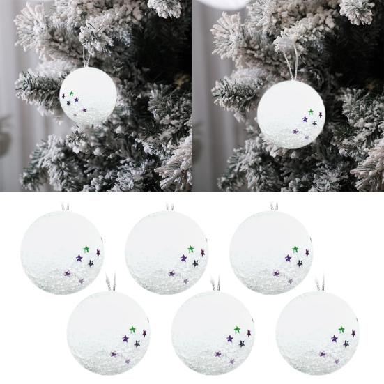 6 шт. Рождественские шары из белой пены с пайетками в форме звезд