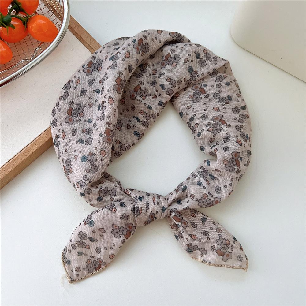 60cm Flower Print Cotton Bandanas Square Scarf Women Girls Headband Accessories Hairscarf Hairscarf