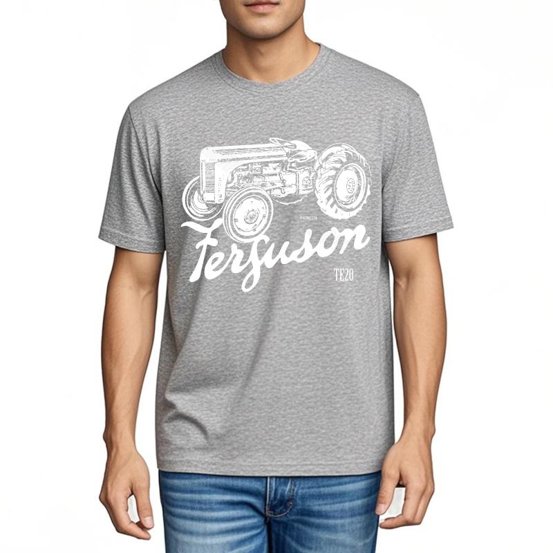 Tshirt Men Fashion Workout Tshirt Ferguson Tractor Design On Black Graphic Solid Color Tshirt Fashionable Workout Tshirt Com
