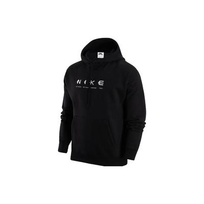 Nike Толстовка с капюшоном и принтом логотипа алфавита Топы унисекс Черный DV9047-010