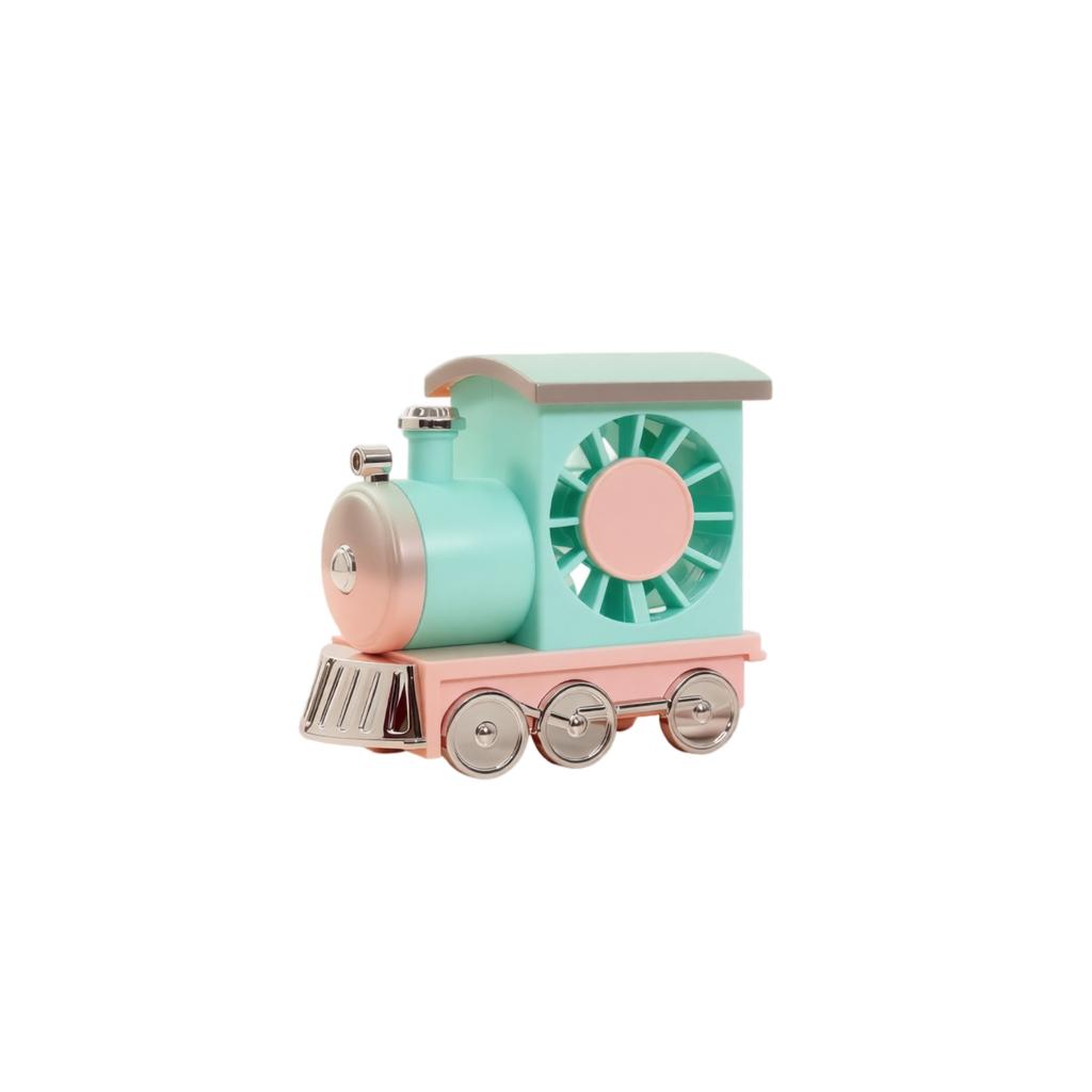 Portable Train Shaped Rechargeable Desktop Fan with Adjustable Three-Speed Settings Compact and Quiet Small Electric Fan for Office and Home Use