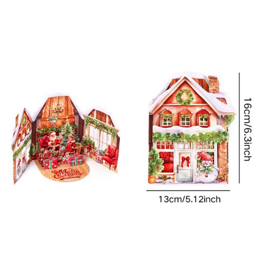 Multicolor Christmas Greeting Cards Santa Xmas Tree 3D Christmas Card  Christmas Season