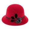 Ladies Casual Basin Hat Bowler Hat With Flower Wool Hats Fedoras Cap Dome Hat