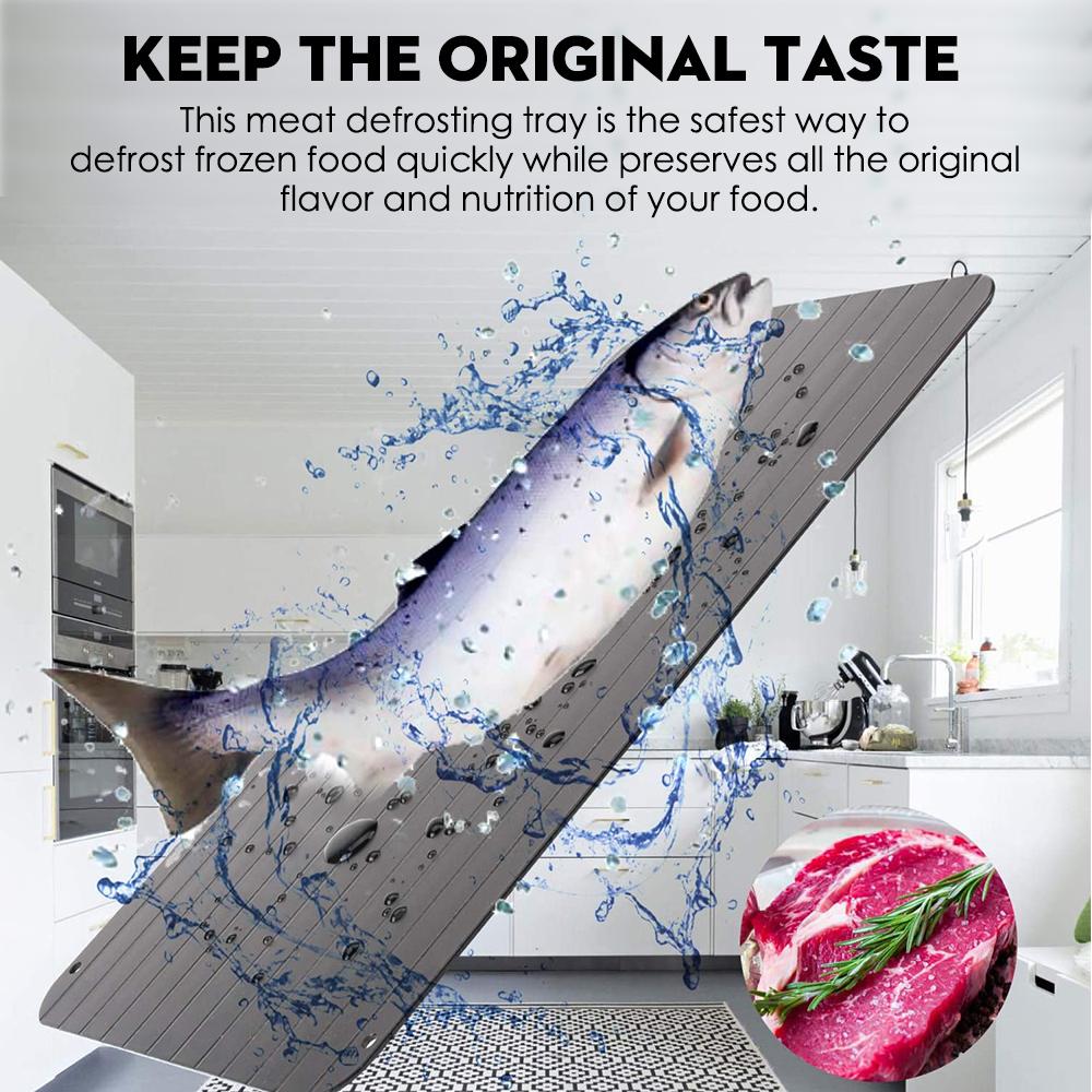 Defrosting Tray Dishwasher Safe Large Thawing Plate With Drip Tray Set Non-Stick Coated Thawing Board For Frozen Meat and Food