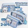 Transparent Pencil Case Multi-Pockets Pencil Pouch Durable Stationery Bag
