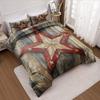 3pcs Duvet Cover Set Without Core 1 Quilt Cover + 2 Pillowcases Rustic Barn Star Design Bedding Set for Bedroom, Soft