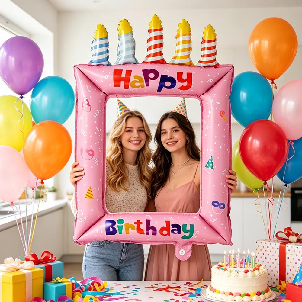 Marco de Fotos con Globos Tematicos de Princesa de 28 Pulgadas - Fiestas de Cumpleanos y Celebraciones, Decoraciones para Fiestas de Cumpleanos