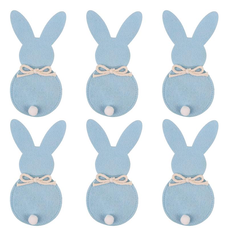 6PCS/Set Easter Bunny Felt Cutlery Holder Bag Tableware Knife Fork Cover Bag Party Accessories Happy Easter Party Decorations