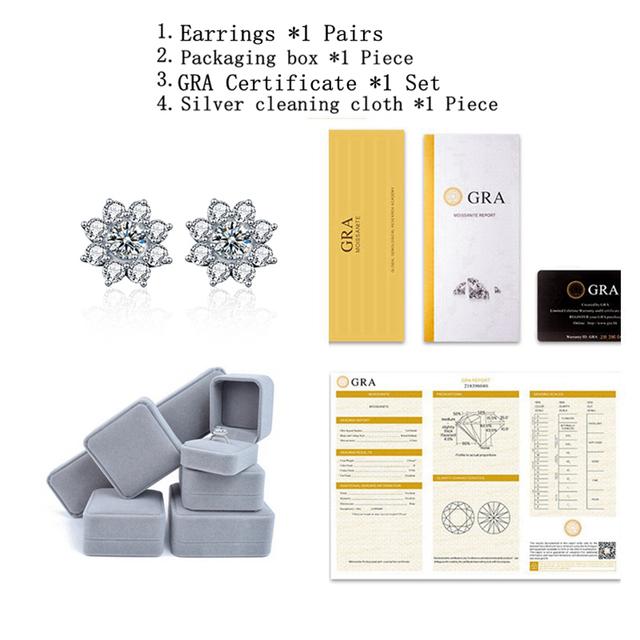 Натуральные серьги с муассанитом 0,5 карата D, стерлинговое серебро 925 пробы, серьги с цветами для женщин, сверкающие свадебные украшения для невесты, подарки