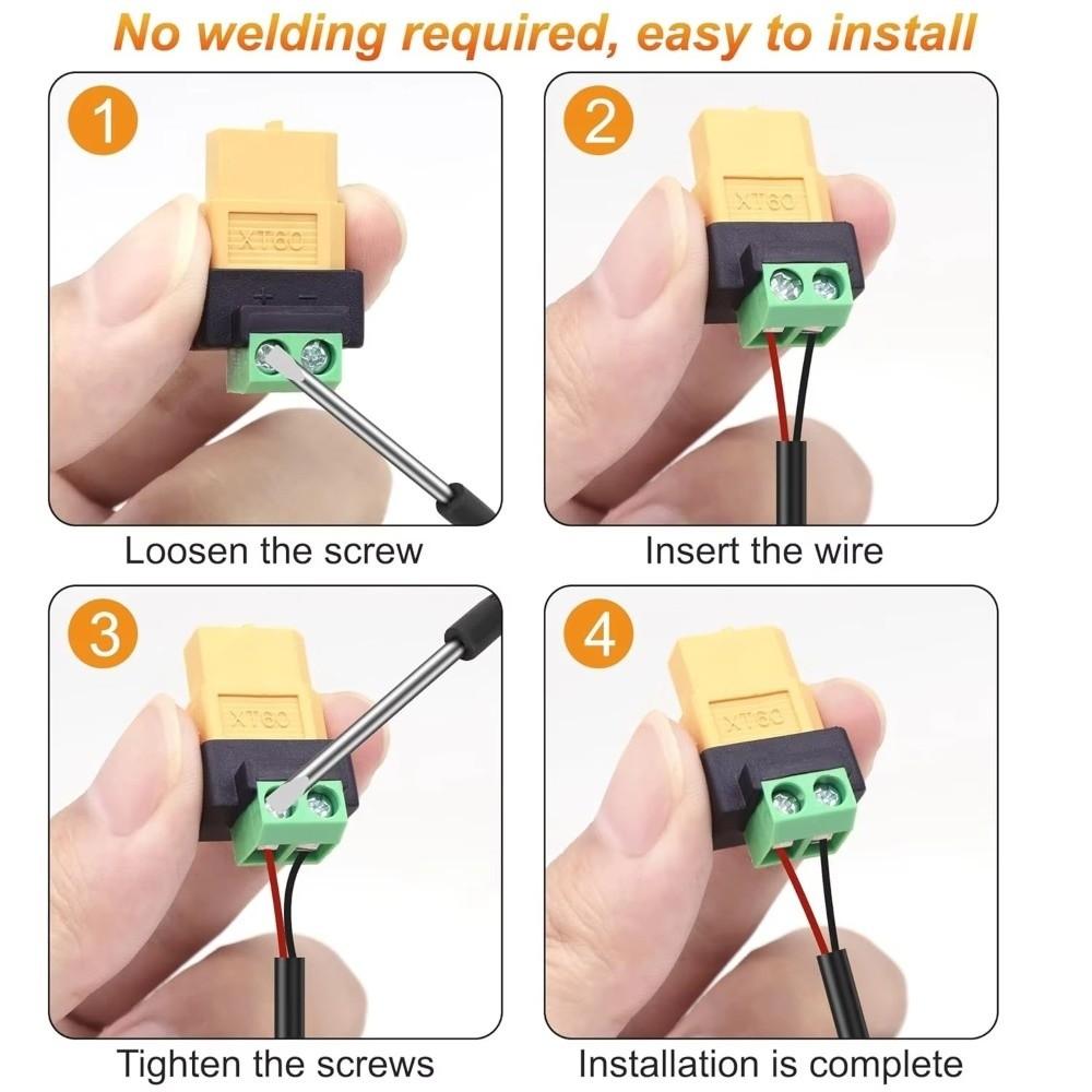 Solder Free XT60 Terminal Adapter DIY Power Plug Converter Reusable Solderless Connector