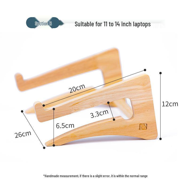 Вертикальная подставка для ноутбука из массива дерева с охлаждением и местом для хранения на рабочем столе