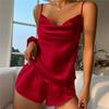 Women's Summer Home Service Three-piece Halter Suspender Shorts Suit Sexy Spring And Summer Simple Ice Silk Pajamas For Women