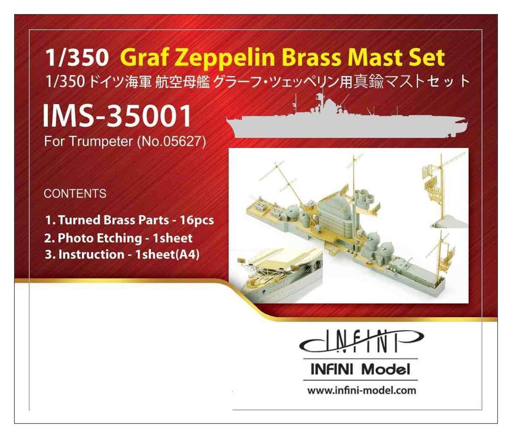 Infinity Model 1/350 IMS Series German Navy Aircraft Carrier Graf Zeppelin/TR Company Use Brass Ship's Mast Set Plastic Model Parts IMS3501