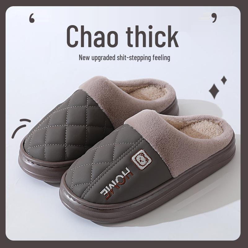 Зимние водонепроницаемые хлопковые тапочки 2025 года: Обувь для помещений и улицы с толстой подошвой, нескользящая, закрывающая пятку, для мужчин и женщин