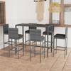 Day and Night - Day and Night Garden Bar Furniture Set 7 Pieces and Gray Synthetic Rattan Cushions